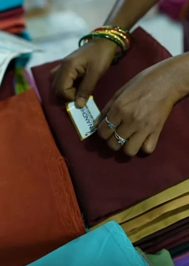 Every garment receives its woven Nandhini label